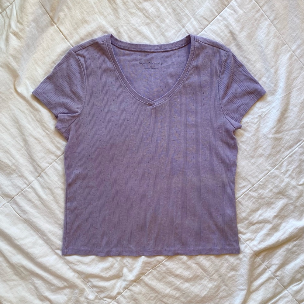 90s Ribbed Lavender Tee